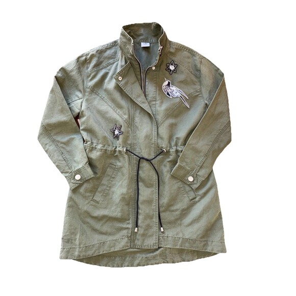 Cabi Utility Military Jacket Sequin Embellished Bird Star Patch Army Green Sz S - Picture 11 of 16
